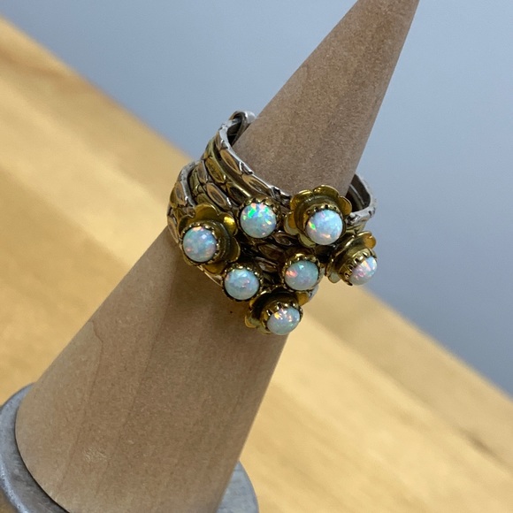 Sterling Stamped Opal Stacking Rings - Picture 3 of 10